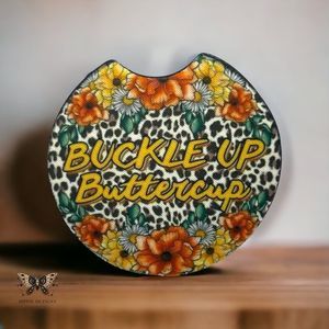 Buckle Up Buttercup Floral Coaster Set
